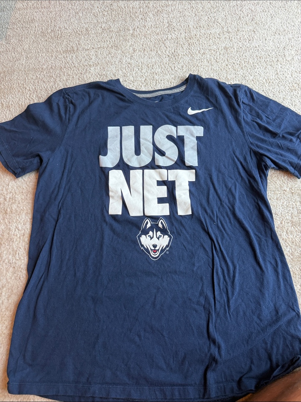 UConn Nike Navy Blue 'JUST NET' Huskies Graphic Tee